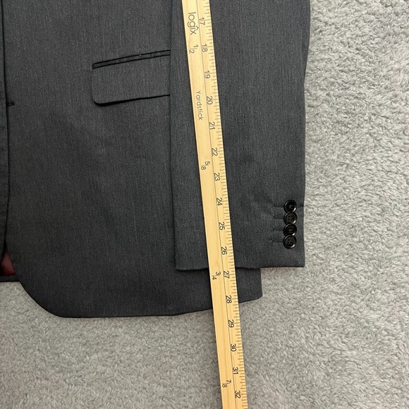 Express Blazer Mens 42R Gray Excellent Slim Fit Two Button Notched Suit Jacket - Picture 12 of 15